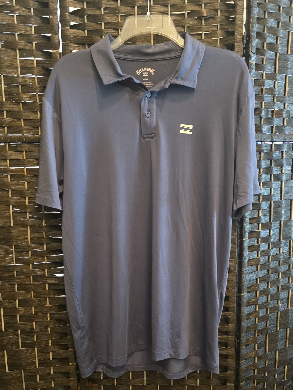 Billabong Men's Slate Blue Polo with Chest Logo, UPF 50+, Medium, EUC